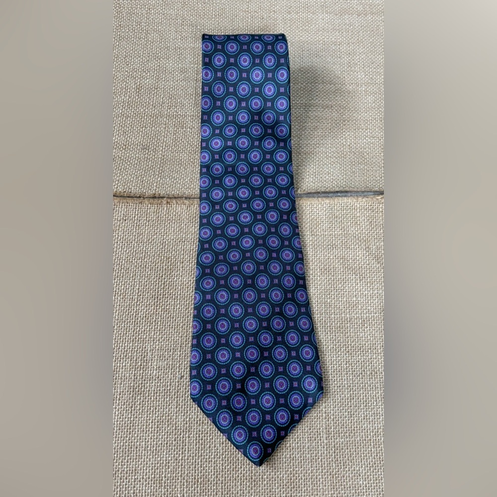 Egon Von Furstenberg Circle Pattern Necktie Tie Italian Silk Business Hipster - Picture 1 of 5